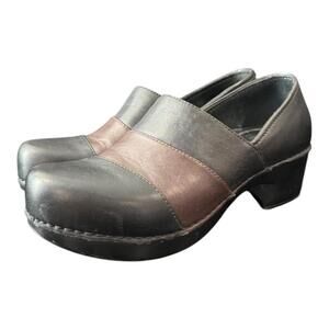 Dansko Womens Leather Clogl Slip On Comfort Work Shoes Brown Black Sz 37/ 6.5